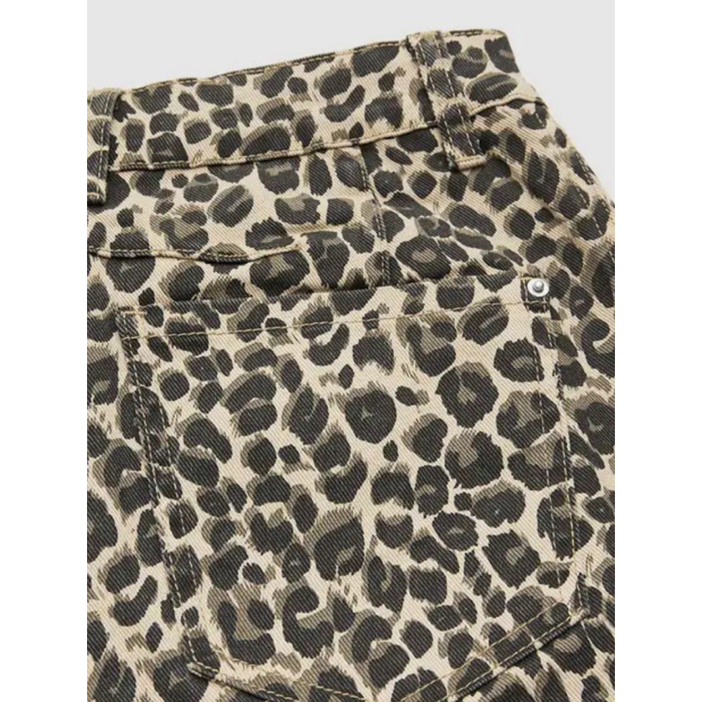 Y2K Leopard Print Seam Detail Mid Rise Barrel Leg Pants FLAMINGALS L - Picture 9 of 11